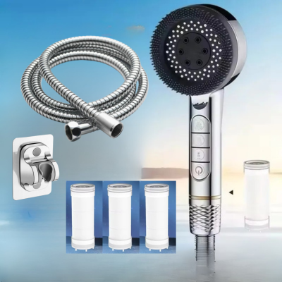 pommeau de douche anti calcaire-cleanshowerhead-kit chromé
